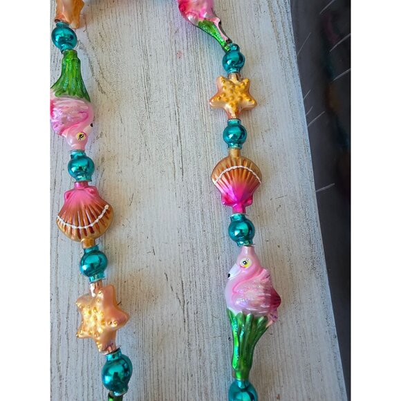 Radko flamingo shell keys Garland RARE vintage Glass Pink glitter gold Xmas tree - Picture 3 of 13